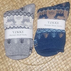 YZKKE Men's Wool Socks - Gray and Blue
